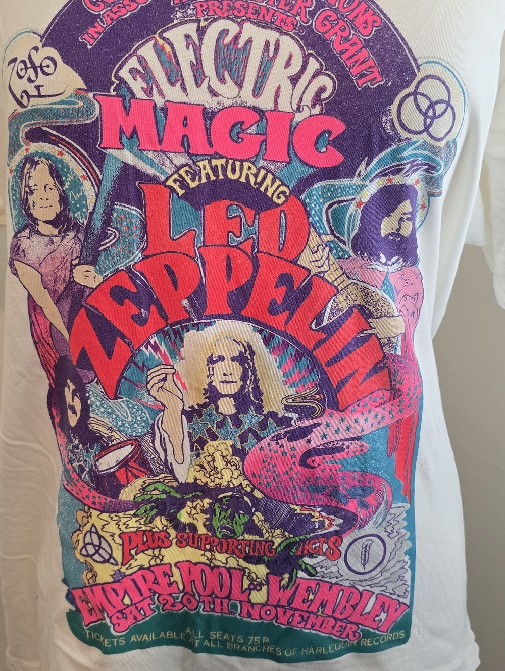 Daydreamer Led Zeppelin Electric Magic Graphic Tee - White with Multicolor Print - Picture 2 of 8